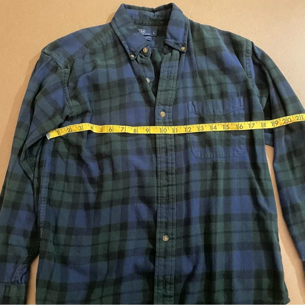 Polo by Ralph Lauren Green and Blue Plaid Button Down Flannel Long Sleeve Shirt